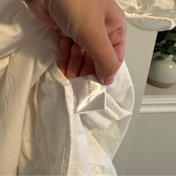 BY FLOW White Cotton Puff Sleeve Maxi Dress S/M - Picture 6 of 11